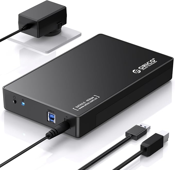 ORICO Caja de disco duro externo USB 3.0 para discos duros SATA de 3,5/2,5 pulgadas / SSD de hasta 20 TB, caja de disco duro sin herramientas de 3,5 pulgadas con fuente de alimentación de 12V/2A y aceleración UASP (3588US3)
